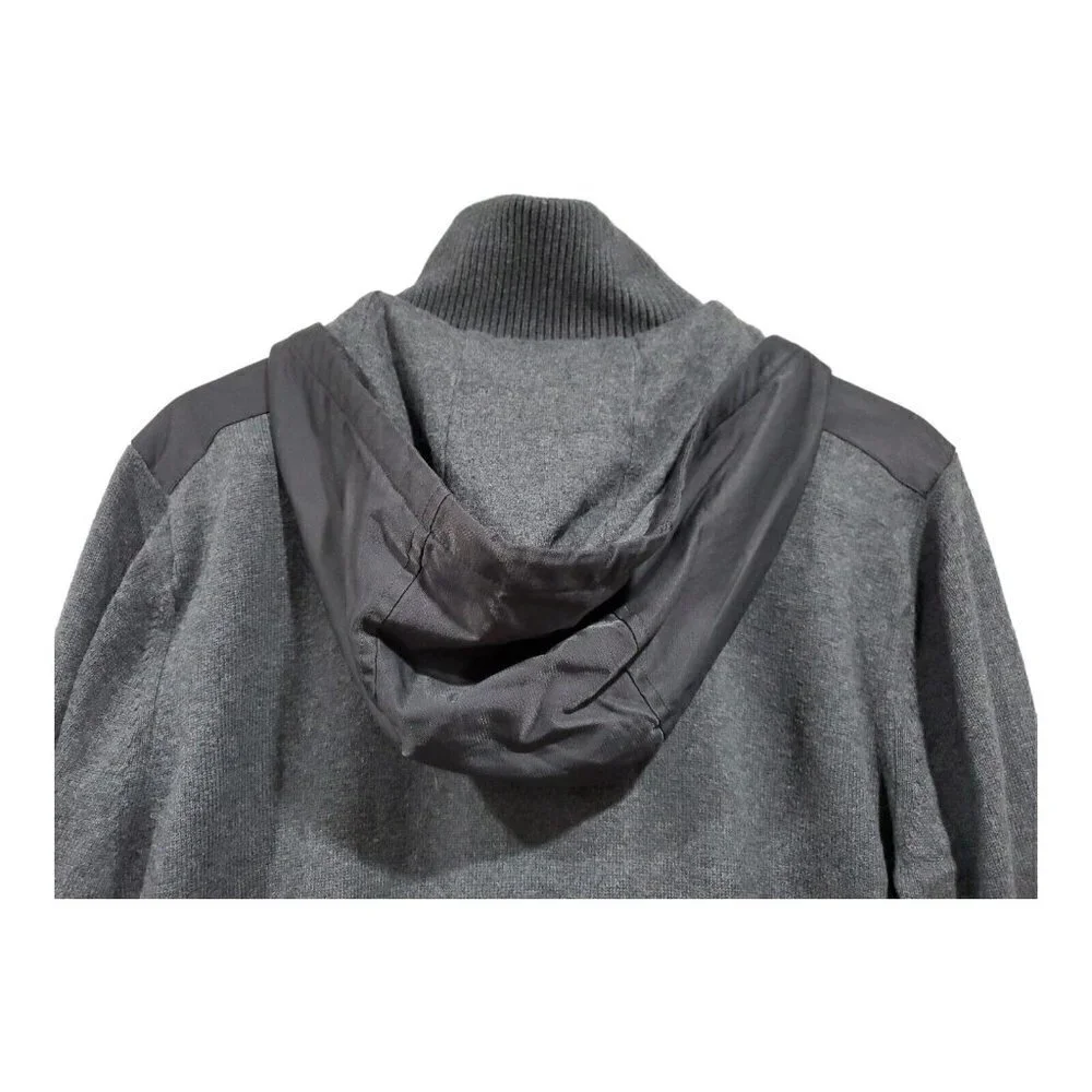 Banana Republic Men's Full-Zip Hooded Sweater Jacket Gray Pockets Sz L